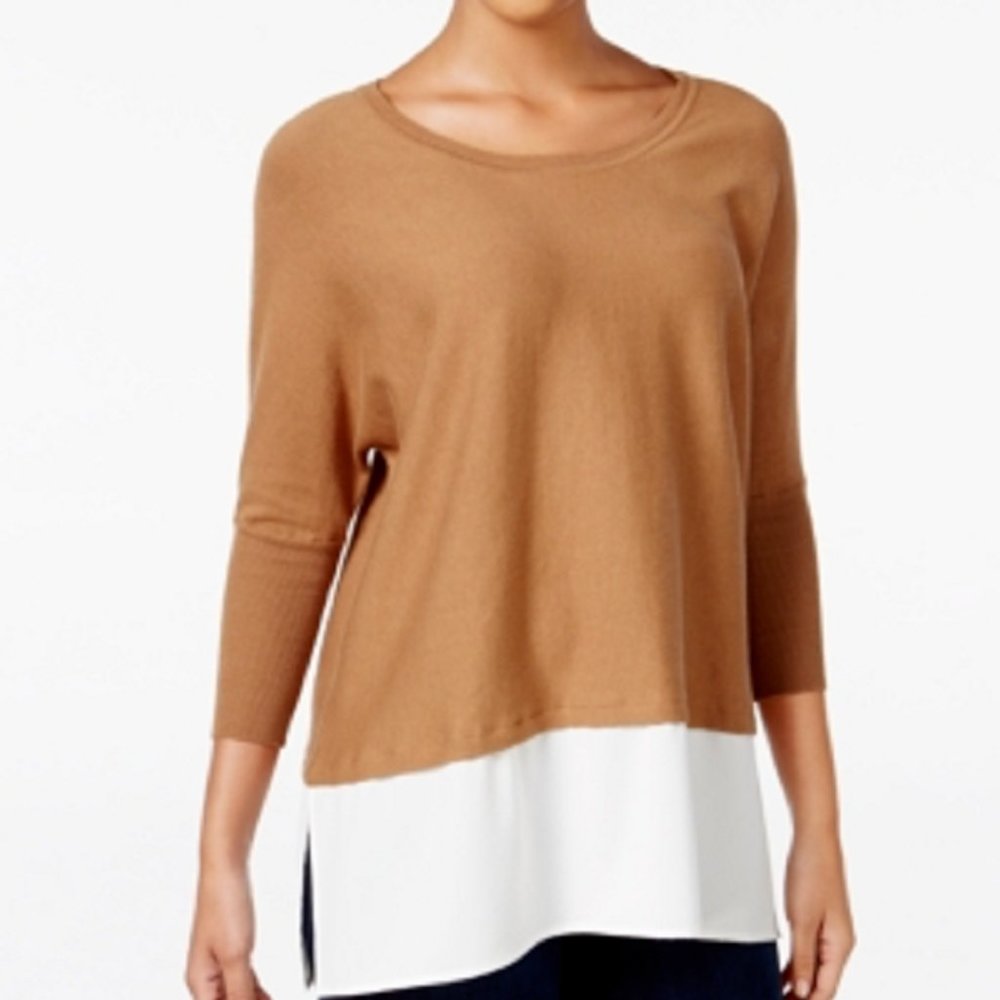 Style & Co Dolman-Sleeve Woven-Hem Sweater, Size Small, Retail $59.50